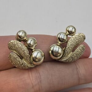 Vintage Coro Clip On Earrings Gold Tone Brushed Gold Puffy Bubbled Textured Chic